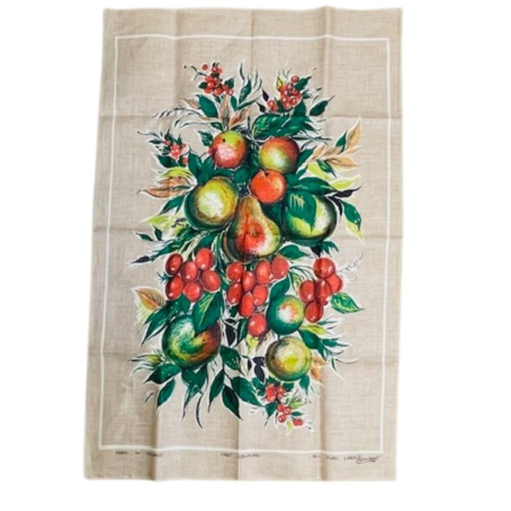 Samuel Lamont MCM 100% Irish Linen Fruit Still Life Tea Towel XL NOS